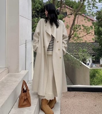 双面羊绒大衣女2025新款高级感秋冬中长款赫本风羊毛毛呢子外套女