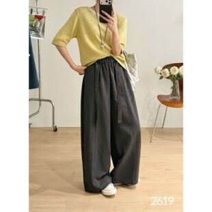 2026年春款休闲裤女系绳裤子宽松休闲韩版慵懒风新款裤子亲肤长裤