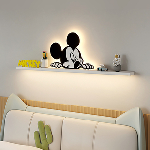 智能语音儿童房床头背景壁灯卡通米奇男女卧室装饰插座式免布线灯