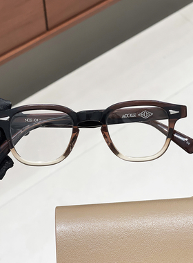韩国设计师品牌ACCRUE板材眼镜框透明渐变边框复古文艺光学镜框