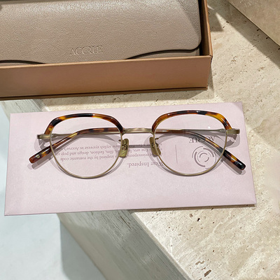 韩国设计师品牌ACCRUE Ginger超轻钛眉线半框男眼镜女款可配近视