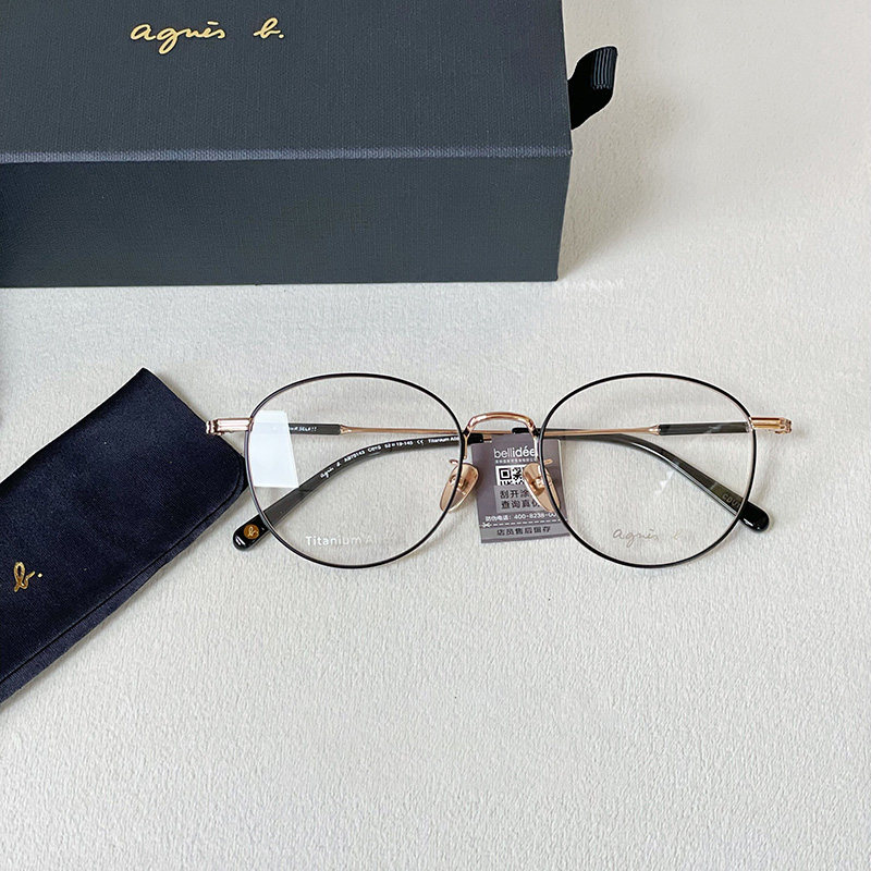 法国设计师品牌 Agnes b清冷优雅系列女超轻钛眼镜文艺近视眼镜框