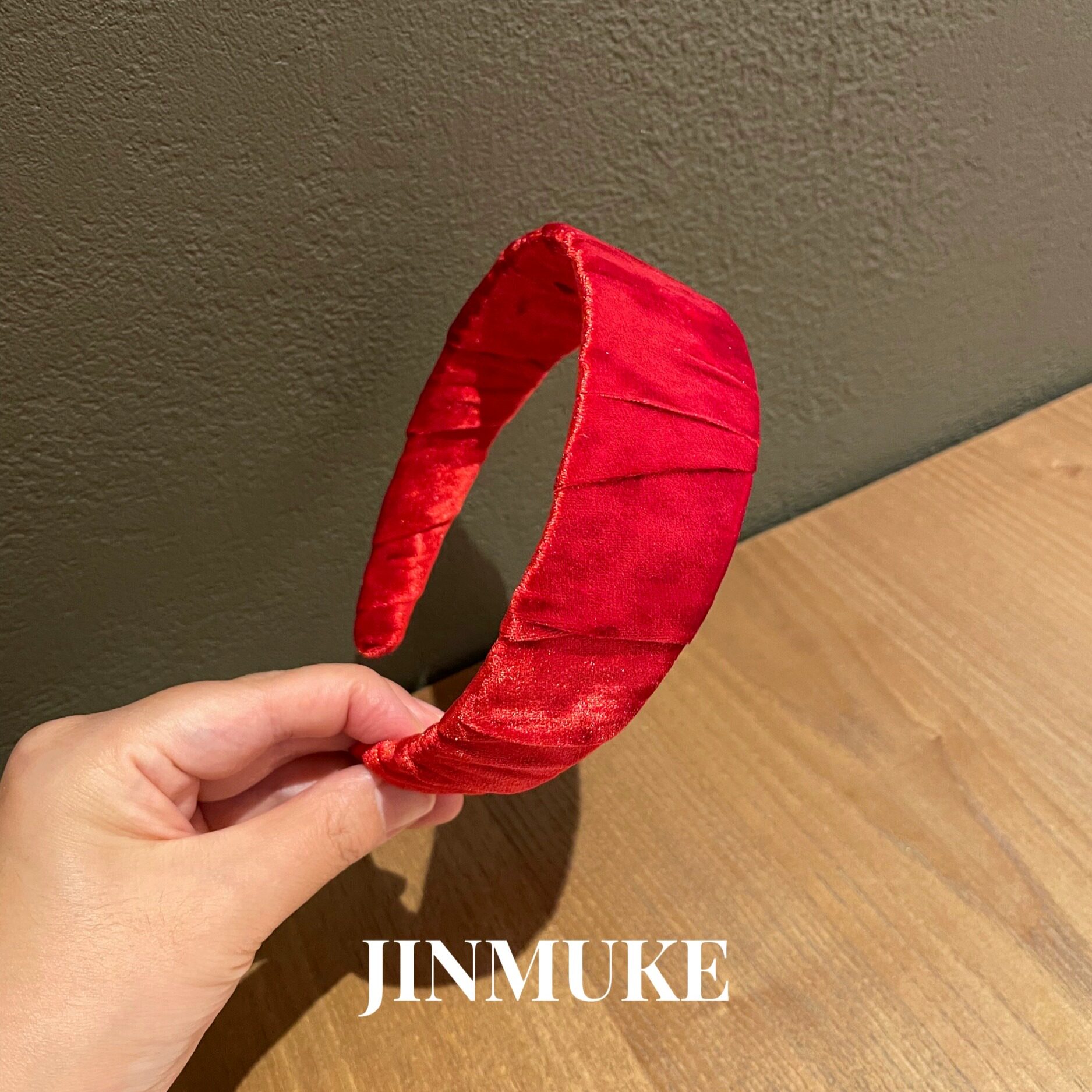 JINMUKE韩国进口发饰头饰红色丝绒乱边发箍头箍发卡新品