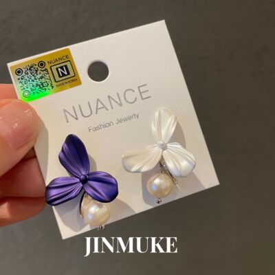 JJINMUKE韩国进口NUANCE不对称花瓣秀气甜美气质耳钉耳环新品