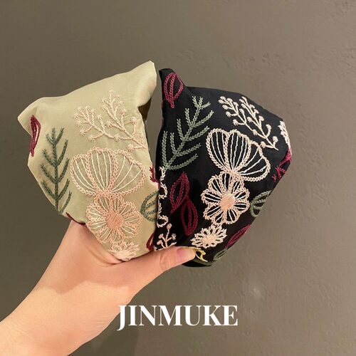 JINMUKE韩国进口发饰头饰刺绣宽边特别花朵的发箍头箍发卡新品