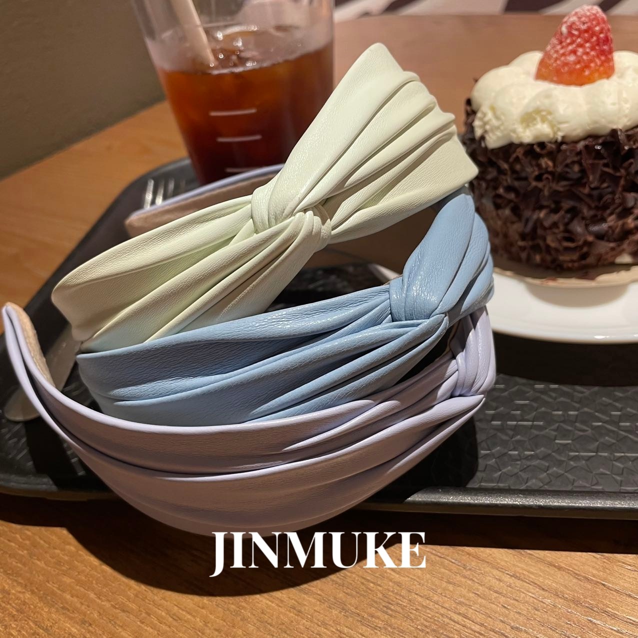JINMUKE韩国进口发饰头饰新款宽边打结皮质发箍发夹刘海夹BB夹