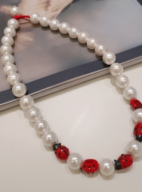 韩国东大门2022春季新款气质百搭项链可爱锁链套环链条瓢虫串珠