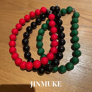 JINMUKE韩国进口首饰品串珠气质休闲百搭圆珠个性夸张项链锁骨链