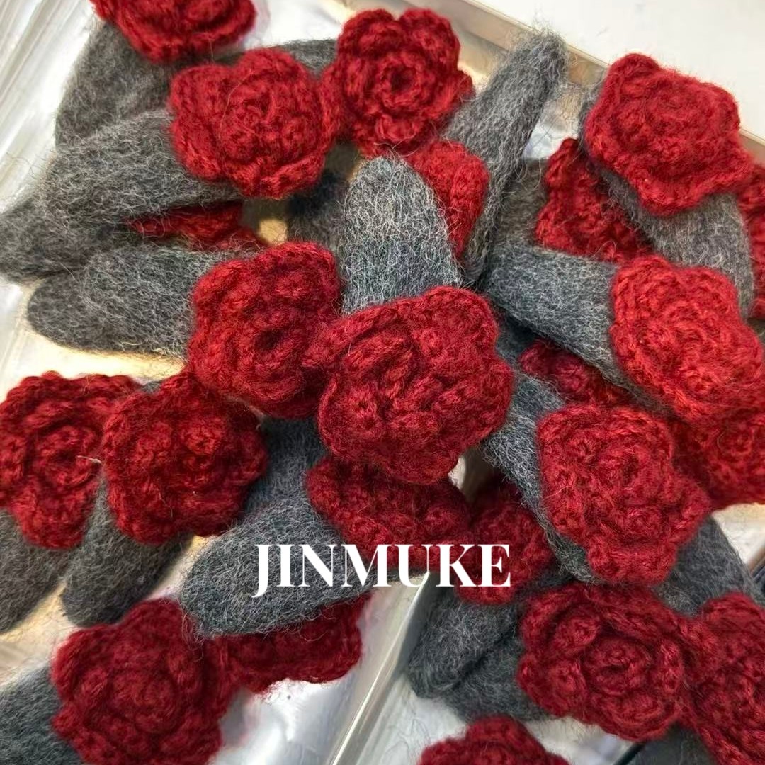 JINMUKE韩国进口发饰品新款气质百搭毛线针织花朵发夹边夹刘海夹,饰品/流行首饰/时尚饰品新,发饰,淘宝优惠券,粉丝福利购,淘宝优惠卷