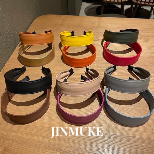 JINMUKE韩国进口发饰头饰简约百搭气质pu皮质宽发箍头箍发卡新品
