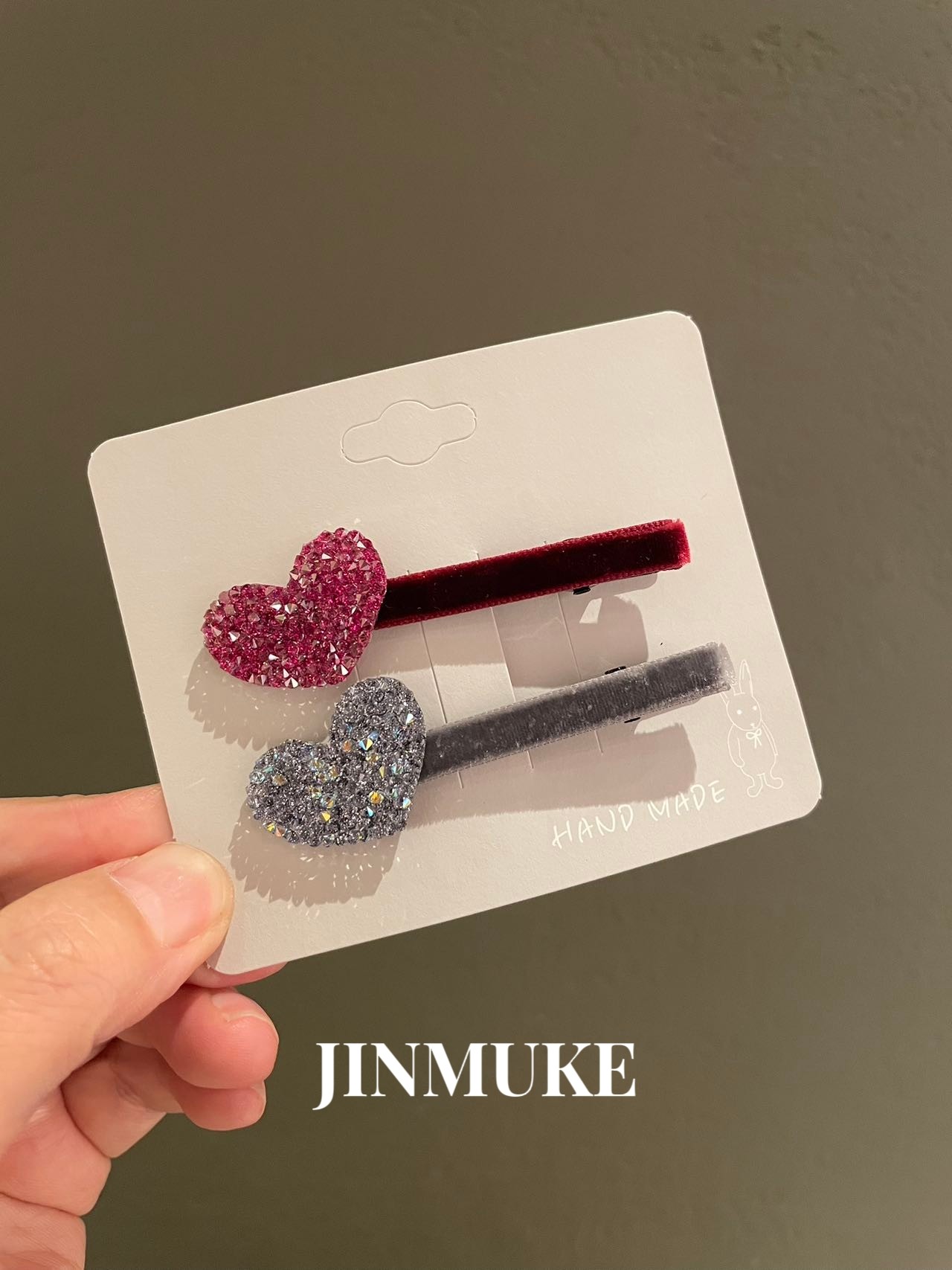 JINMUKE韩国进口东大门施家水晶爱心发饰桃心满钻边夹刘海夹新品