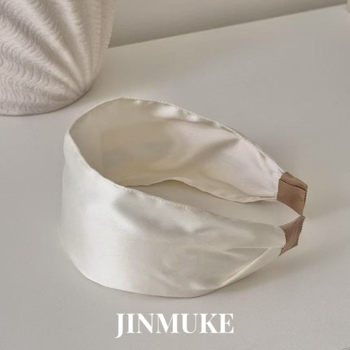 JINMUKE韩国进口发饰头饰气质简约百搭纯色绸缎宽发箍头箍发卡新