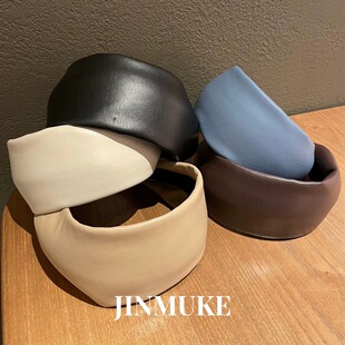 JINMUKE韩国进口发饰头饰超宽纯色皮质发箍头箍发卡新品 女