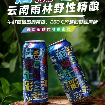 云南特产见手青精酿啤酒魔幻云南野生菌蘑菇风味啤酒500ml 礼盒装