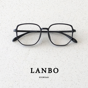 新款 不规则多边形7.2g近视眼镜超轻tr90框架女大脸显脸小黑色男潮