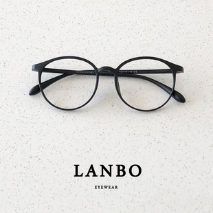 新款 文艺黑色圆形7.2g近视眼镜框男超轻tr90大框显脸小女素颜镜架