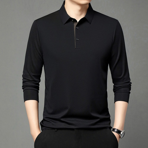 翻领男士拉丁舞服长袖弹力上衣国标摩登舞训练服华尔兹舞蹈T恤衫