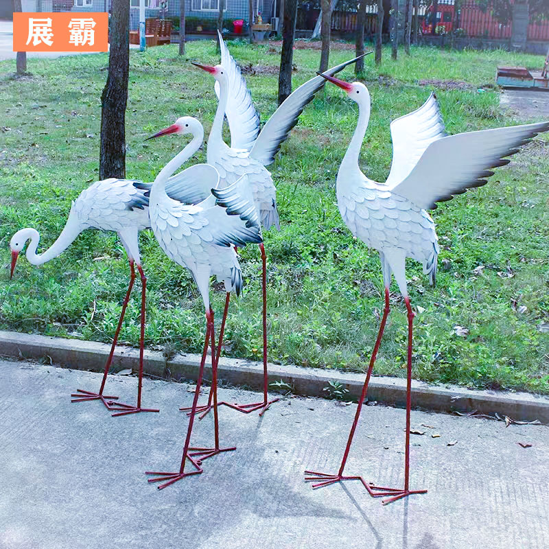婚庆道具铁艺丹顶鹤摆件户外迎宾区装饰仙鹤模型落地森系婚礼庭院