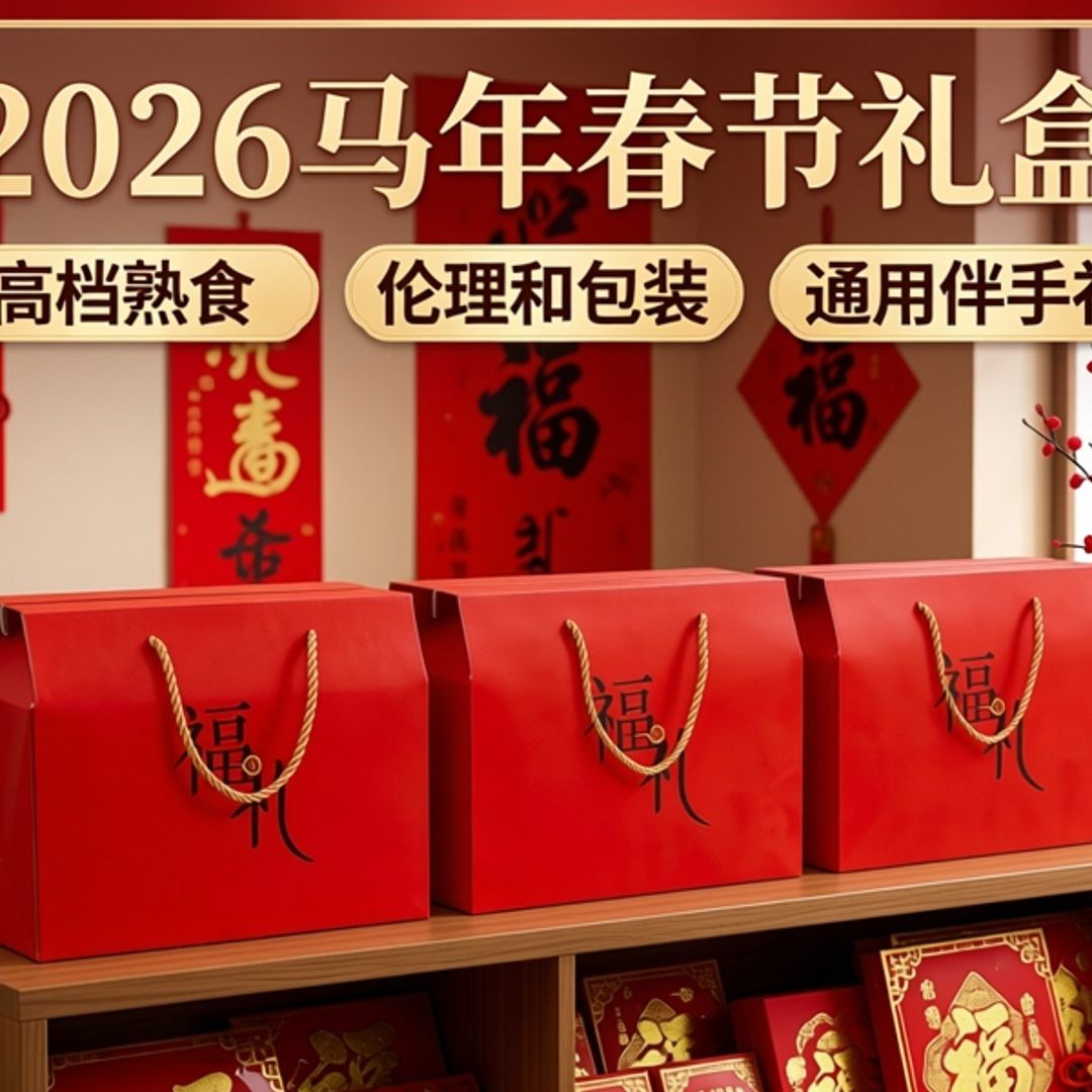 通用年货干货包装盒熟食干果土特产高档礼盒手提礼品盒烧鸡礼盒子