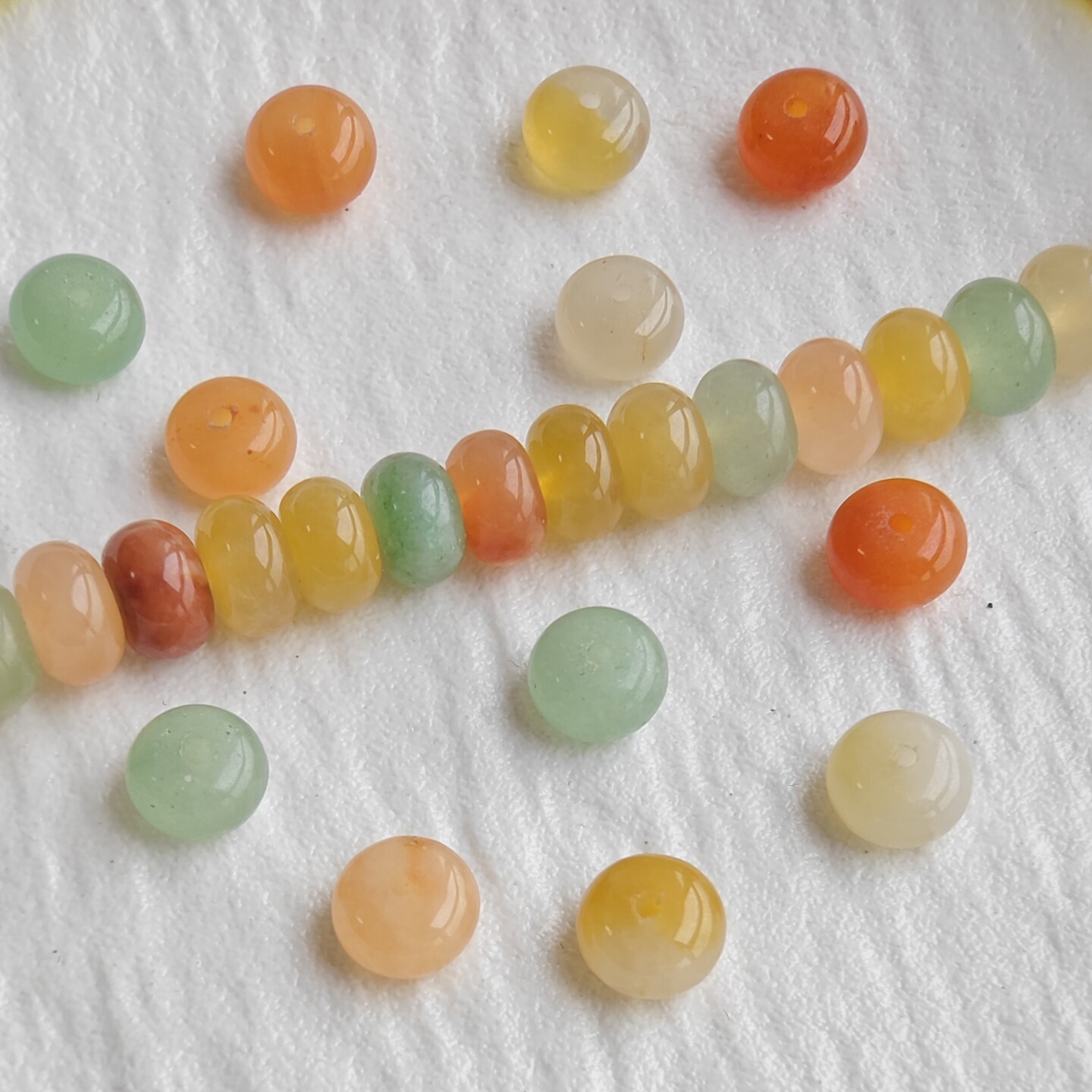 5*8mm天然金丝玉算盘珠混穿彩色玉石车轮珠手工DIY饰品配件散珠