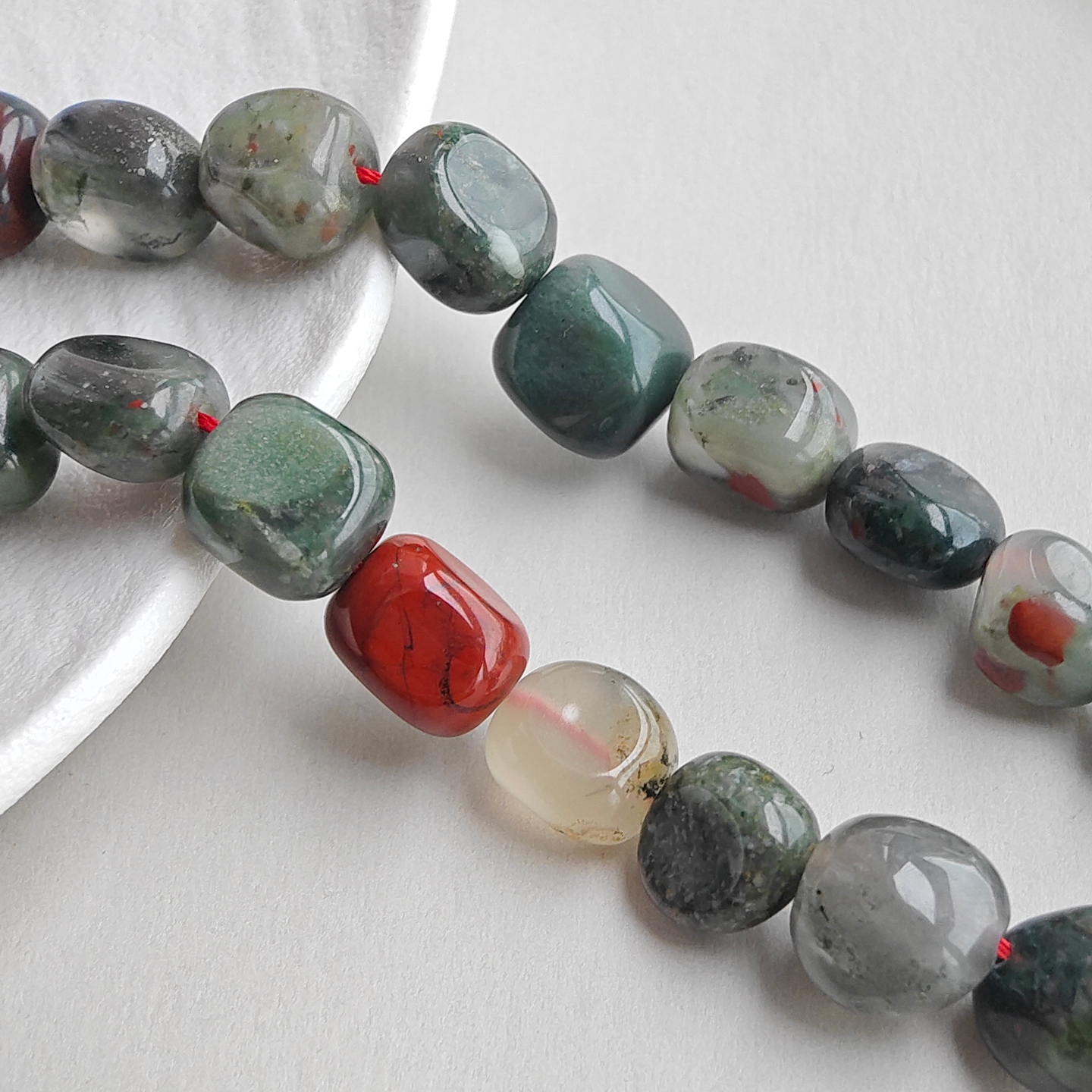 9*10mm天然水晶鸡血石随形珠串珠