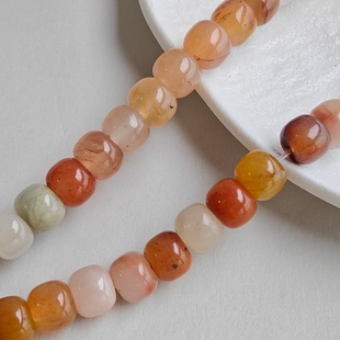 饰品配件 8mm天然老料彩色玛瑙车轮珠多色珠子diy手链项链个性