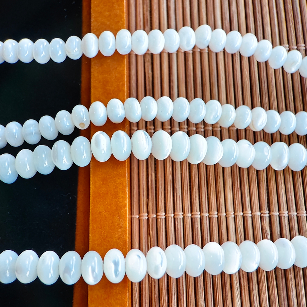 天然白贝壳算盘珠散珠隔珠
