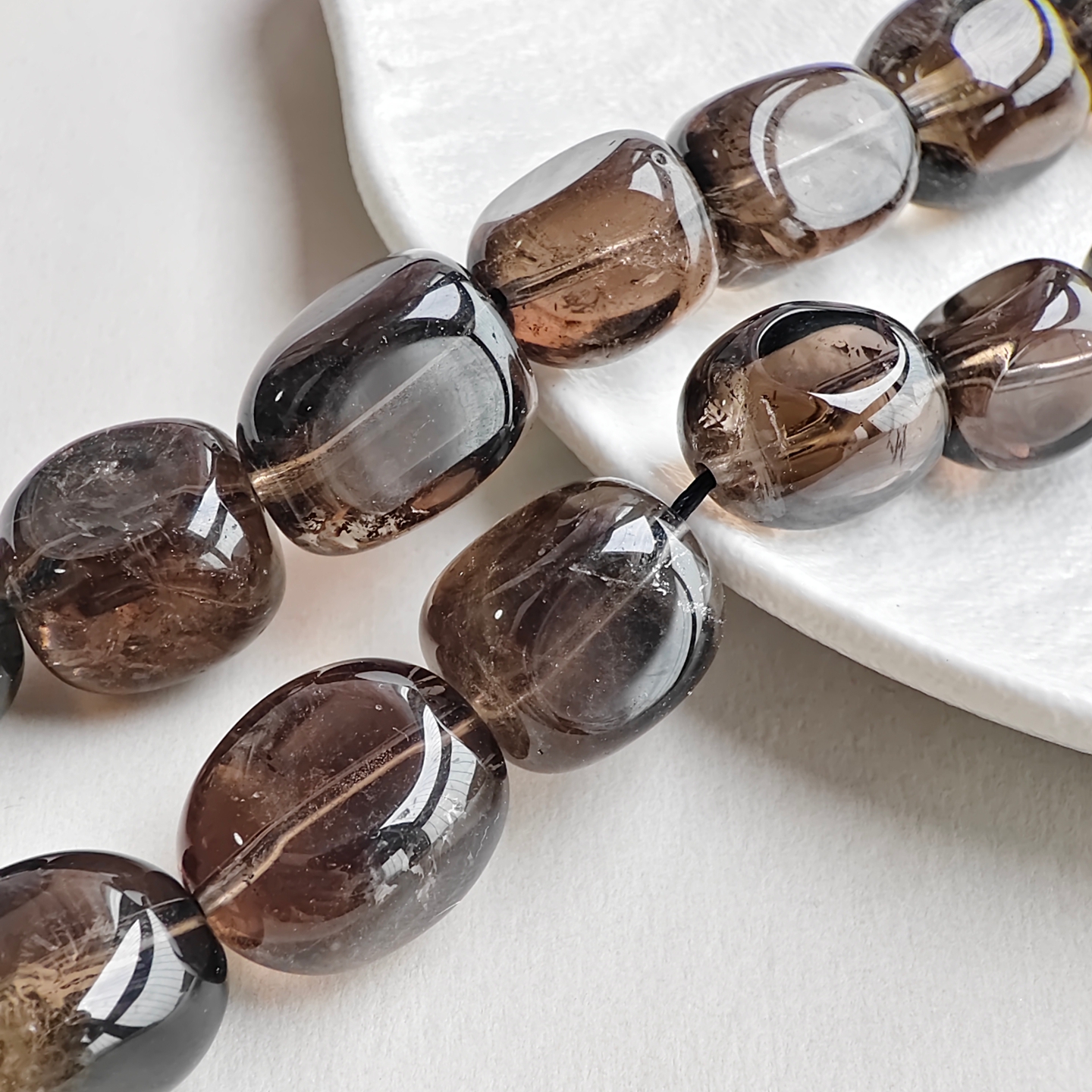 10-14mm天然茶晶糖豆珠圆润方块