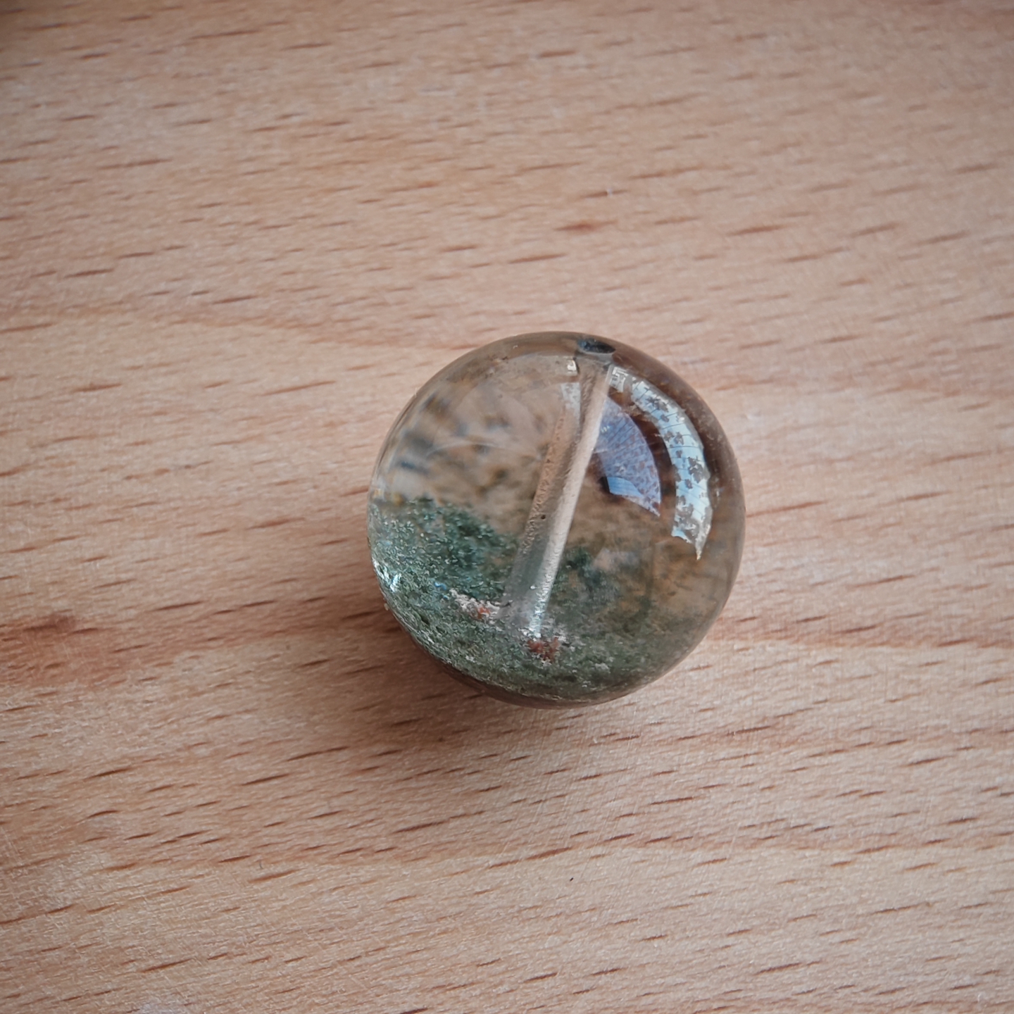 天然绿幽灵水晶直孔圆珠散珠子