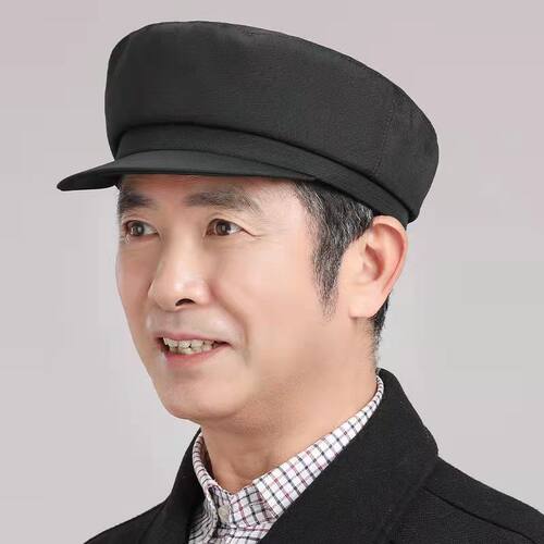 秋冬爸爸平顶帽老头帽中老年帽子男爷爷帽春夏孝敬老人布帽中山帽