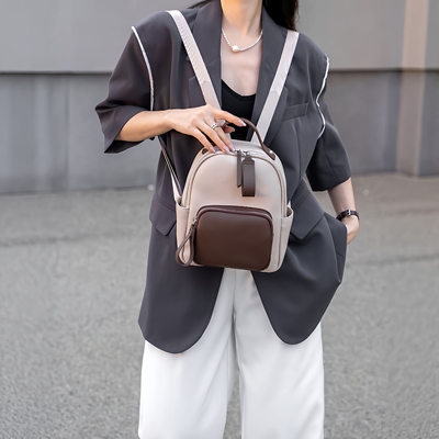 子田新款牛皮双肩包女小众高级感上班休闲出游大容量通勤女真皮包