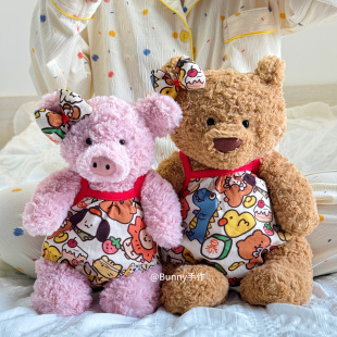 原创手作巴塞罗熊巴纳布斯猪猪衣服原创手作暴富包屁衣可爱蝴蝶结