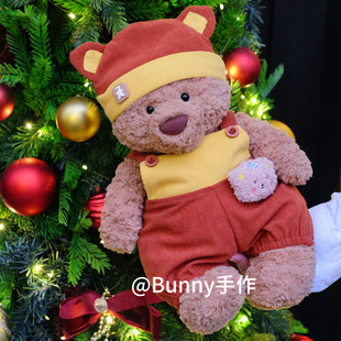 娃衣着替 可爱背带裤 原创手作巴塞罗熊美拉德色系背带裤 小帽子套装