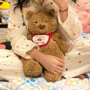 现货巴塞罗熊围兜可爱小熊生日围兜棉质原创自制三角巾