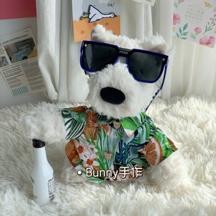 套装 衬衫 夏日限定 原创夏威夷风格 原创手作西高地白梗衣服穿搭