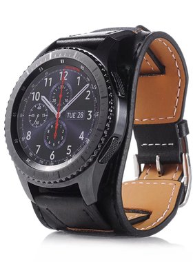 适用三星watch567代4classic真皮表带active2手镯腕带通用20/22mm