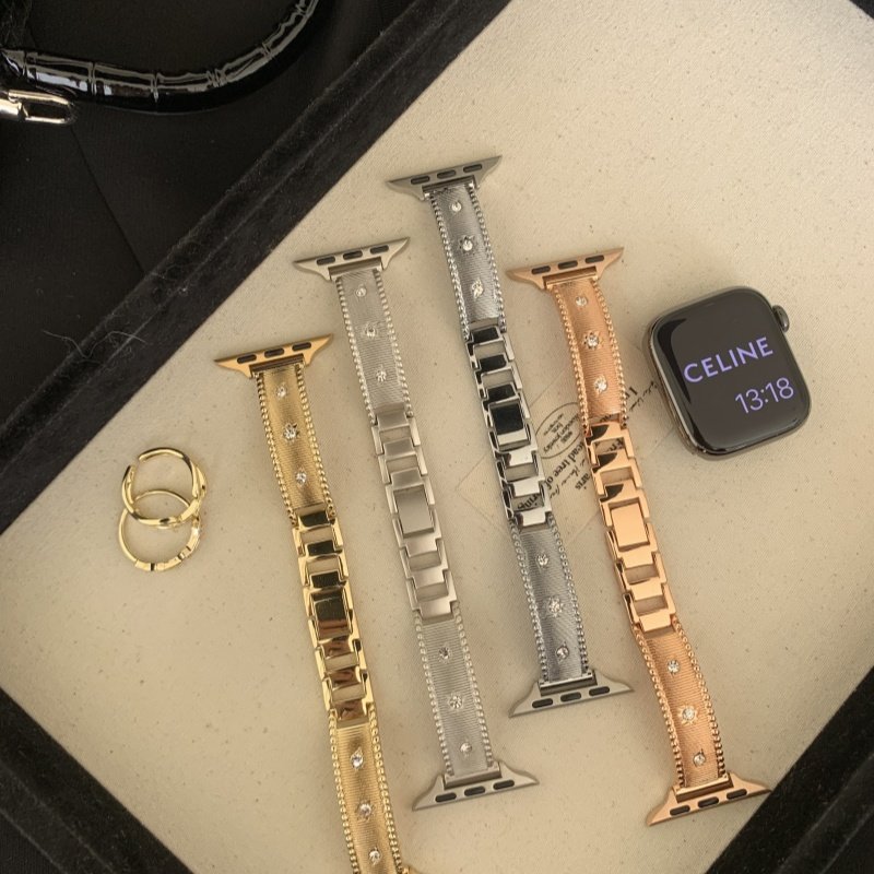 星茫糖豆金属表带适用苹果手表S10精致手镯iwatch98765代气质女款