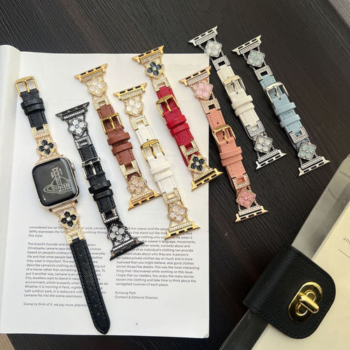 鱼籽纹拼接皮质表带适用苹果手表iwatch11代s1098765高级感Ultra2