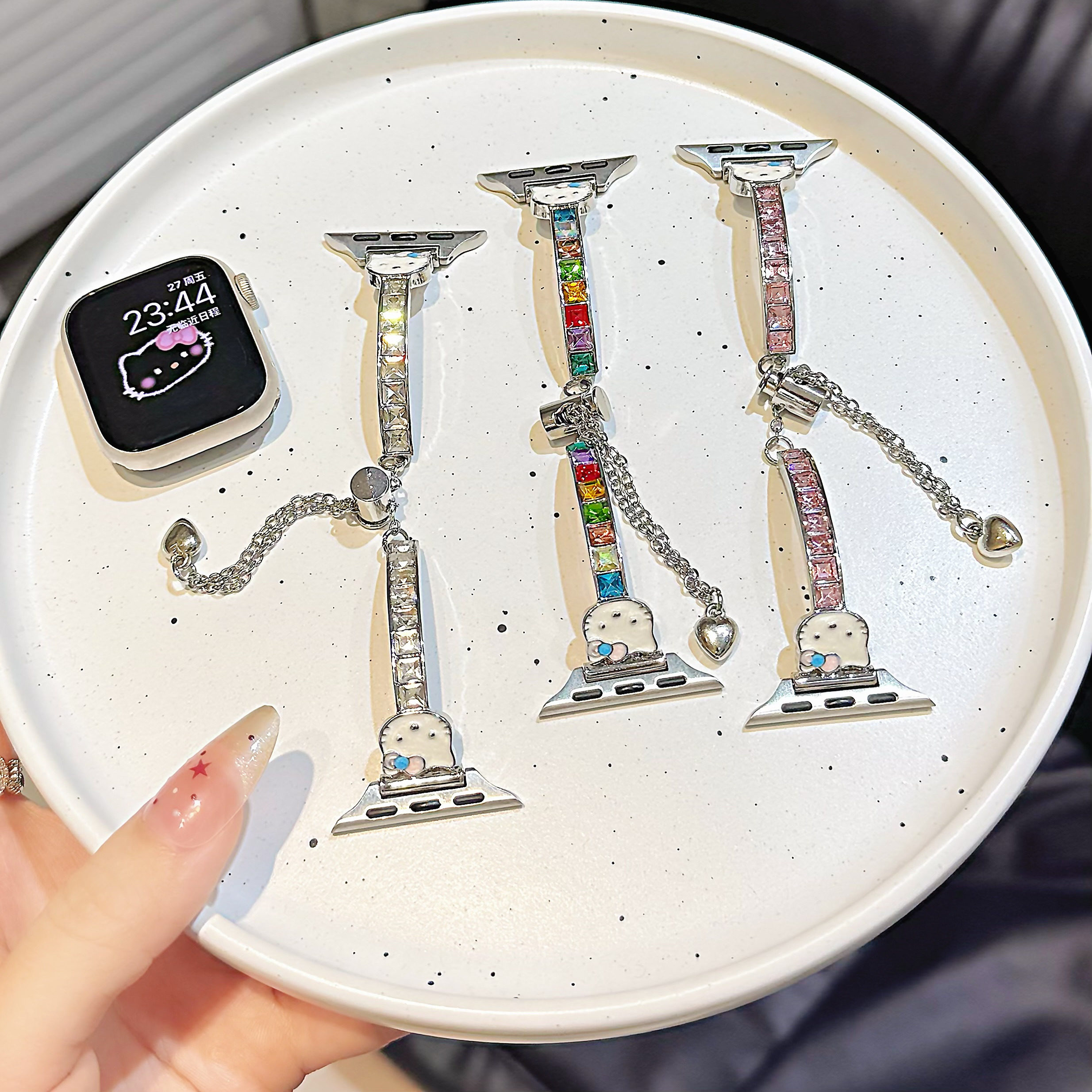 适用iwatch9表带s10闪钻手镯KT猫