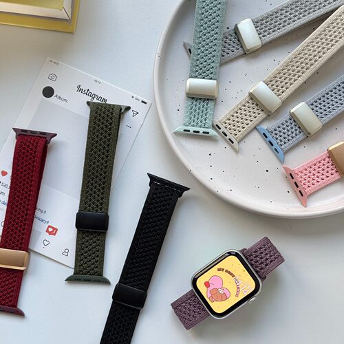 iwatch9/10表带针织尼龙刺磁吸扣
