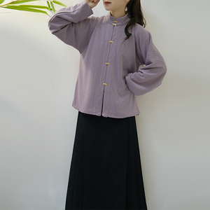 子南记汐谣原创汉服女明制改良对襟弓袋袖针织日常秋冬八分马面裙