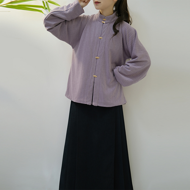 子南记汐谣原创汉服女明制改良对襟弓袋袖针织日常秋冬八分马面裙