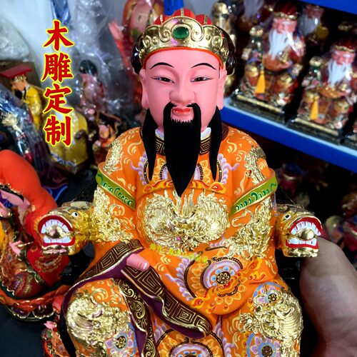 保生大帝神像香樟木雕精工唐彩佛像家用供奉神医大道公吴真人