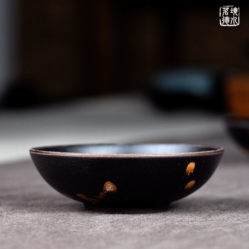 境水茗德手工菩提真叶茶盏茶碗天目盏茶杯女主人杯大师手工级亚光