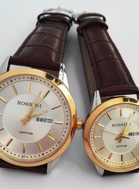 罗西尼8631/8632T01C双日历夜光防水特价情侣表原厂正品全国联保