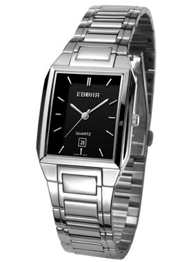 依波表230323全钢防水方形石英日历男表原厂正品全国联保