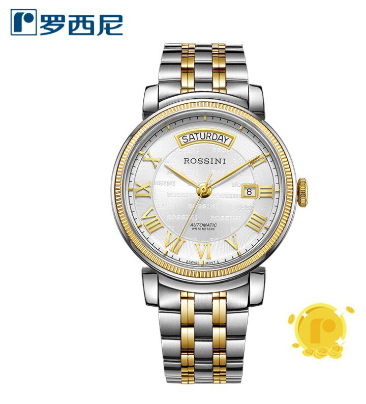 罗西尼表SR5801T01A间18K金手表双日历自动机械男表全国联保