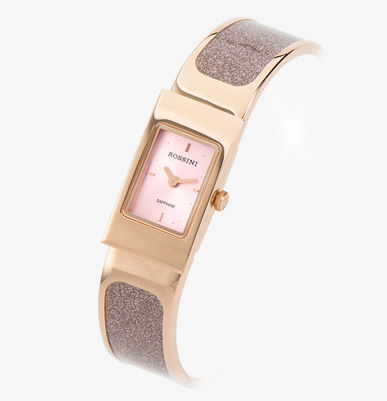 劲爆价正品罗西尼奥黛丽系列1428g09f樱粉金时尚手镯女表全国联保