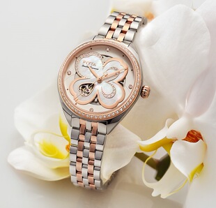 飞亚达表FIYTA四叶草系列LA862031,MWMD双面镂空自动机械女表