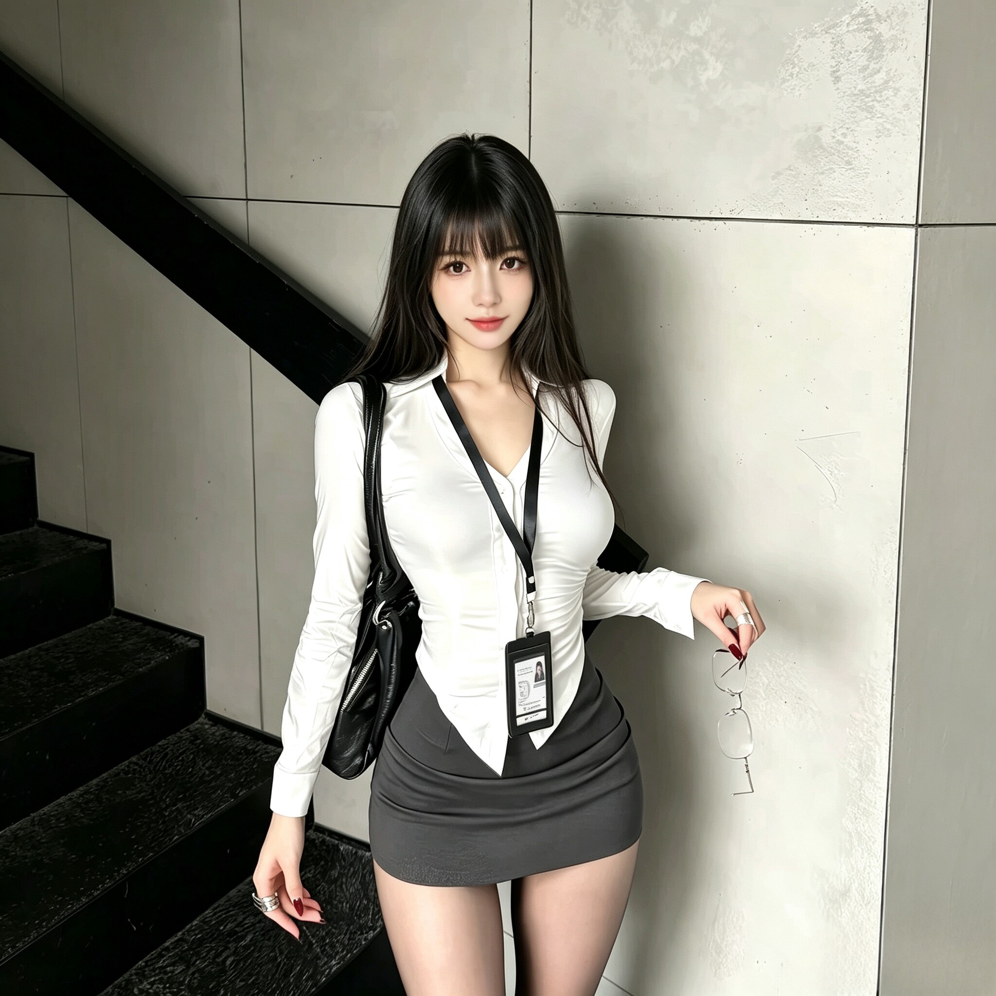 万斯奴品牌收腰衬衫白色衬衣女polo修身显瘦长袖v领上衣秋冬